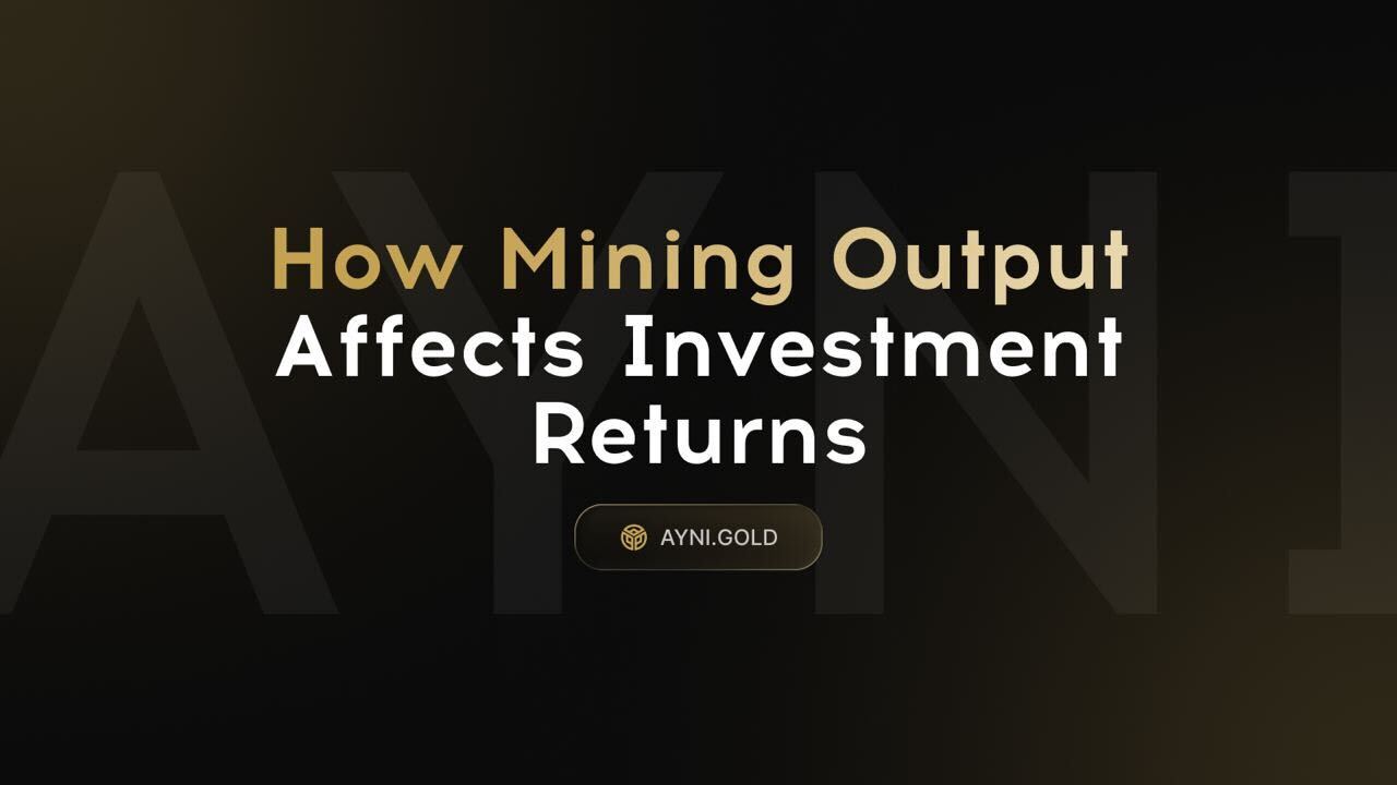 Concept linking gold mining output, operational efficiency, and investment returns aligned with digital gold rewards.